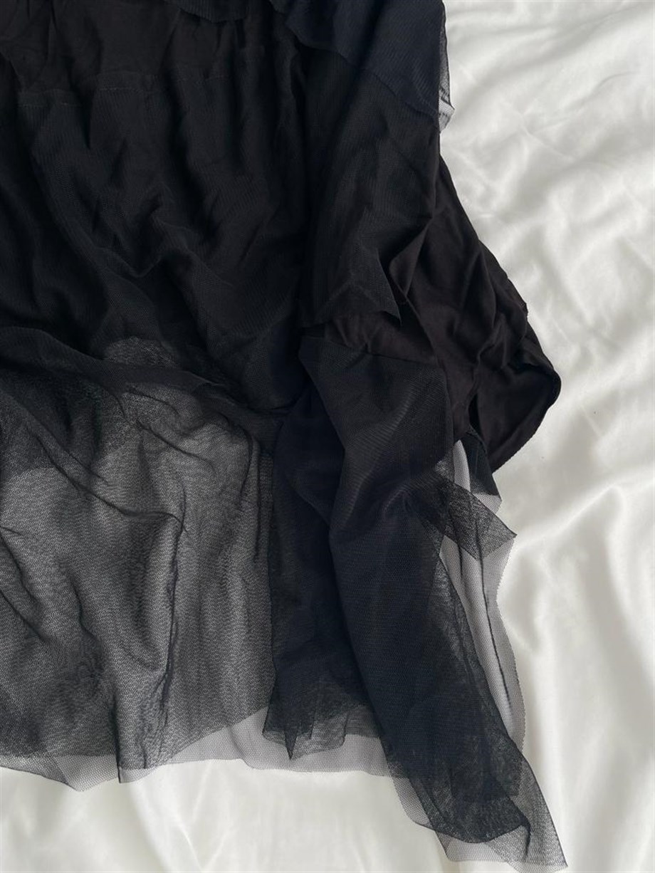 Tül Detaylı Uzun Goth Etek