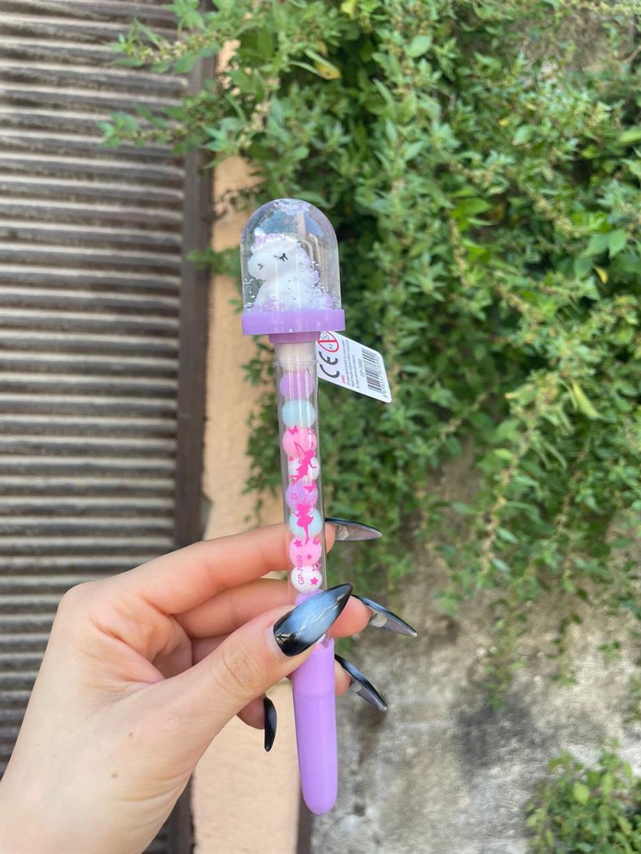 Unicorn Kar Küresi Başlıklı Fairy Jel Kalem