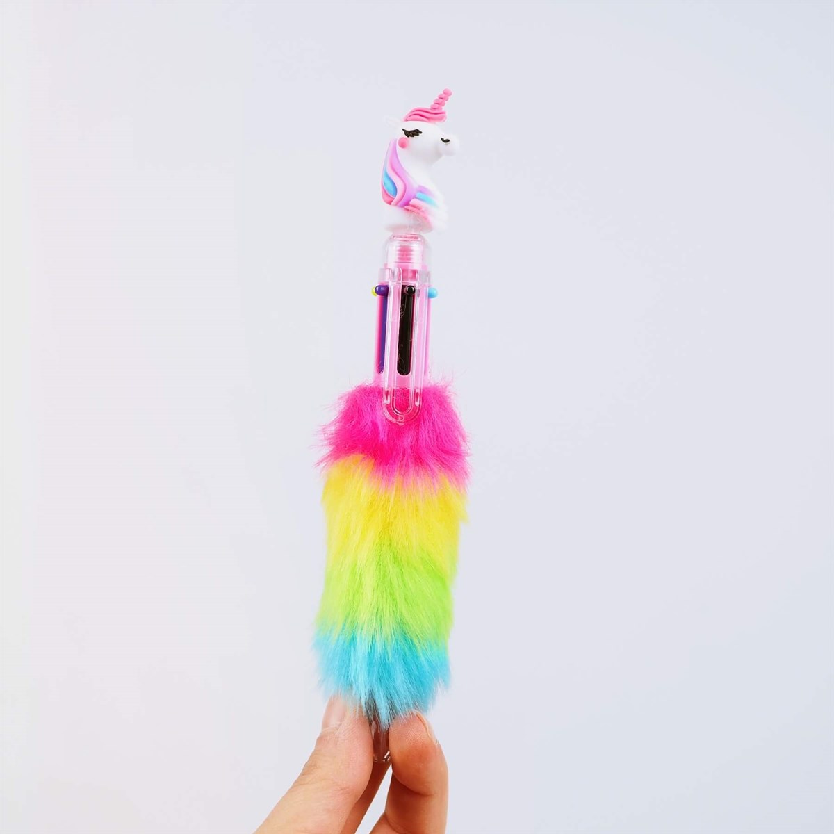 Unicorn Tüylü Çok Renkli Jel Kalem