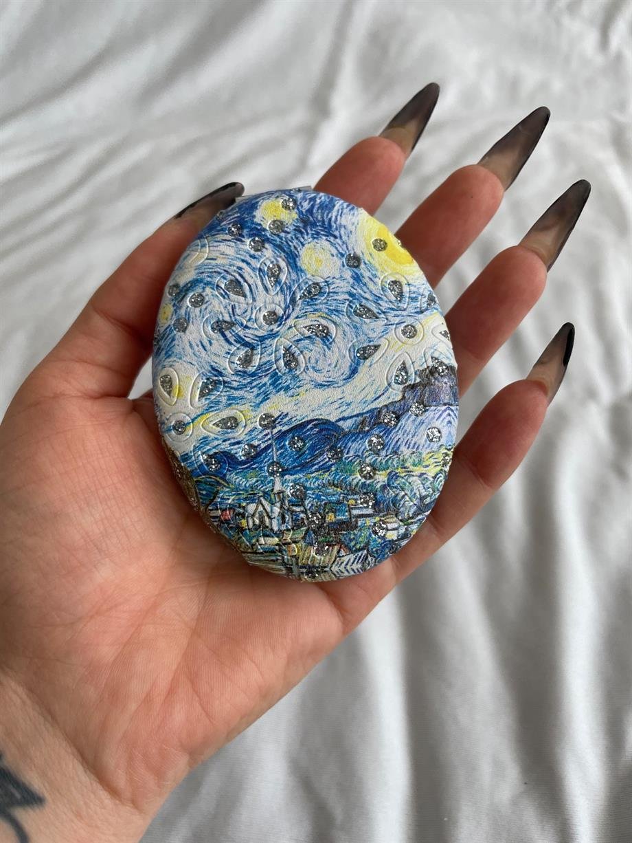 Van Gogh Starry Night Taşlı Cep Aynası