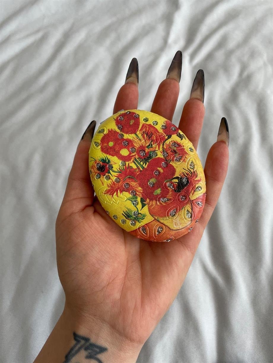 Van Gogh Sunflowers Taşlı Cep Aynası