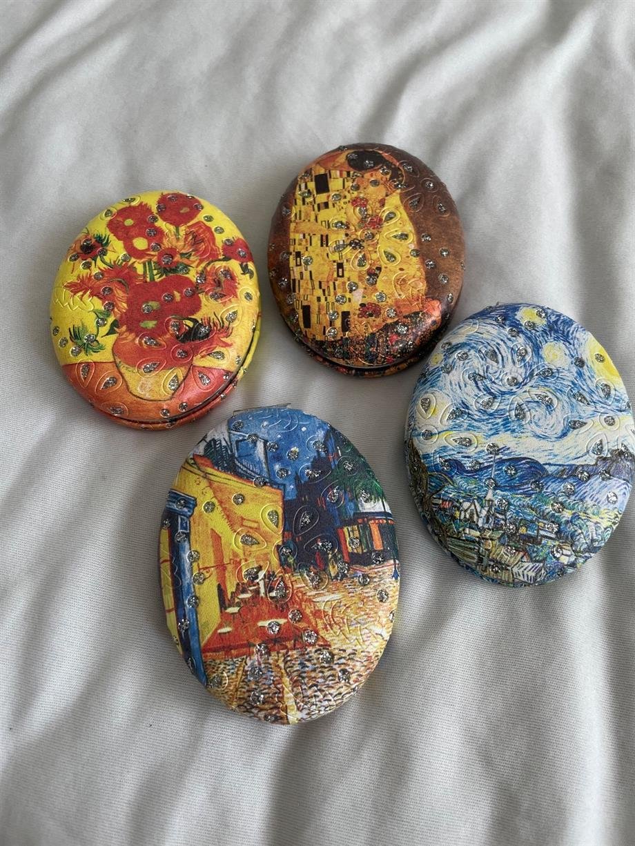 Van Gogh Sunflowers Taşlı Cep Aynası