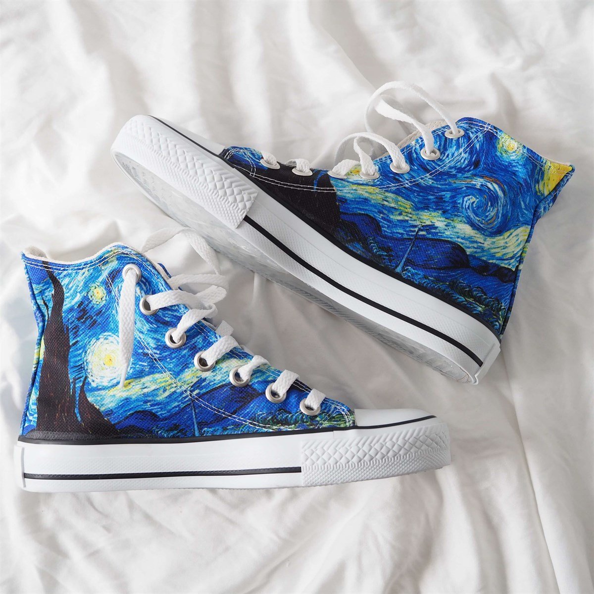 Van Gogh-The Starry Night Uzun Canvas Ayakkabı