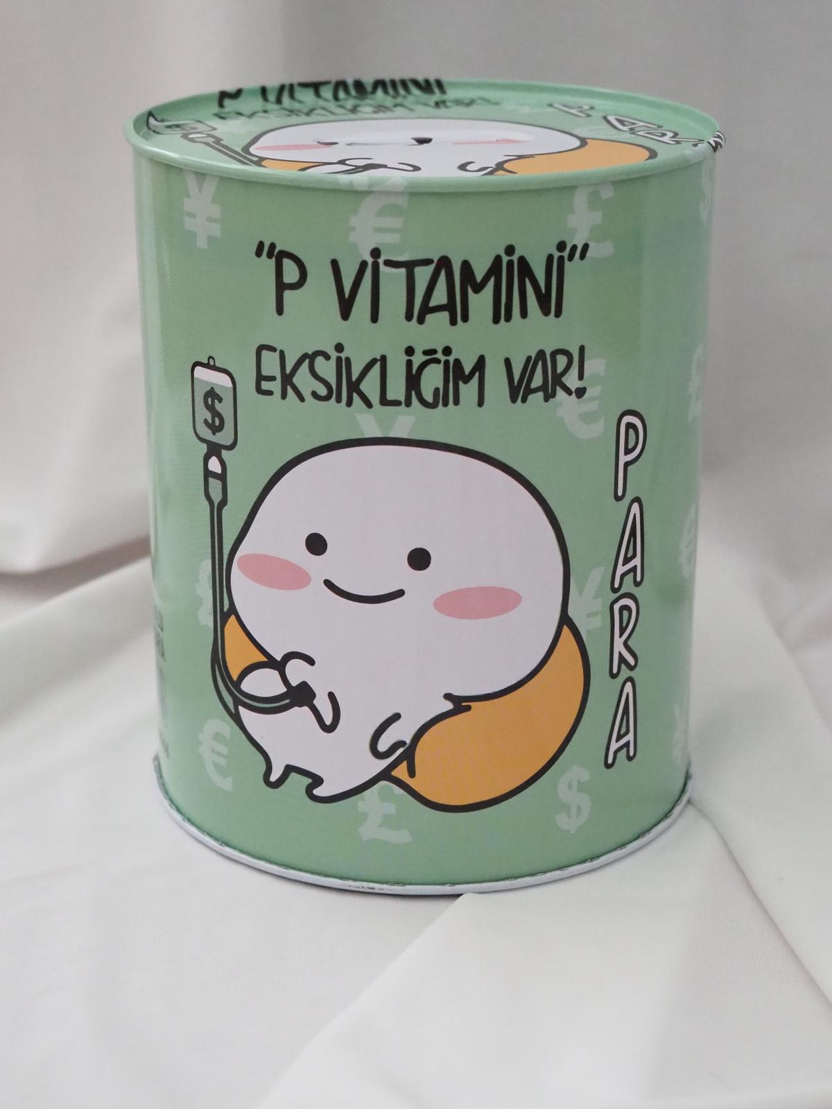 Vitamin Büyük Boy Teneke Kumbara