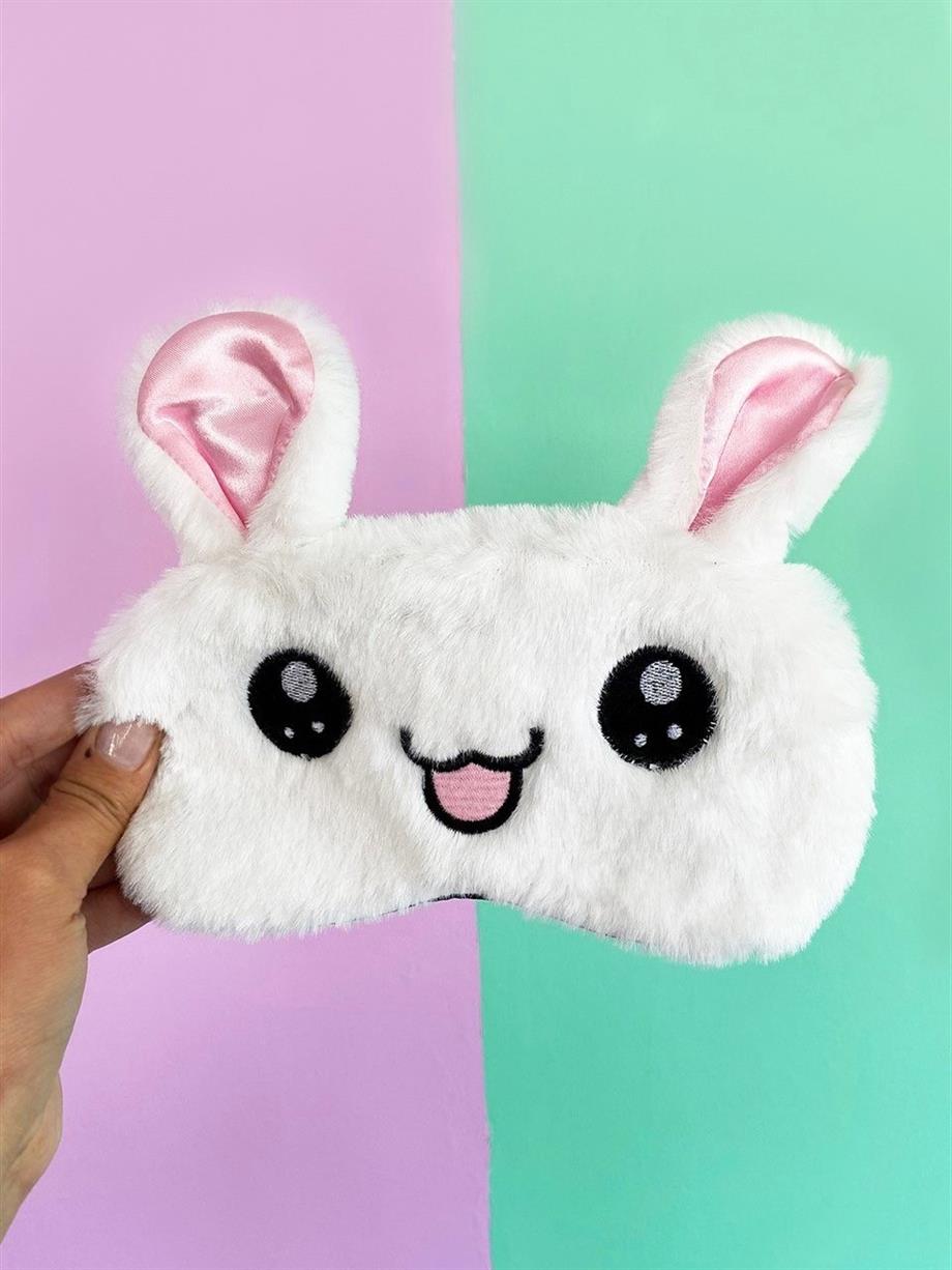 White Rabbit Cute Peluş Uyku Maskesi