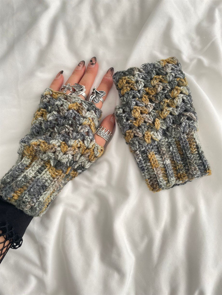 Yarım Parmak Grunge Eldiven I Handmade