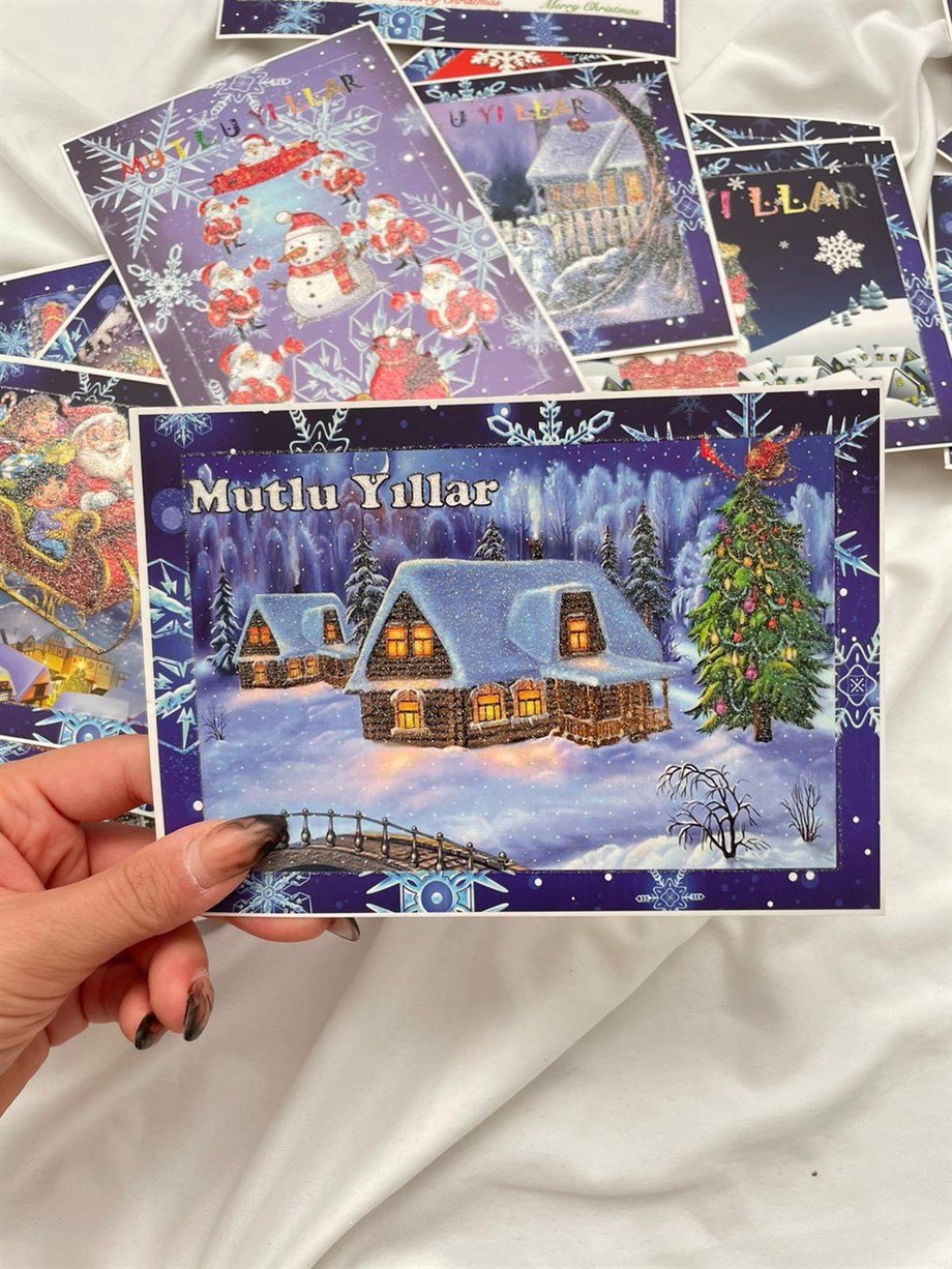 Yeni Yıl Sim Kabartmalı Kartpostal no 14