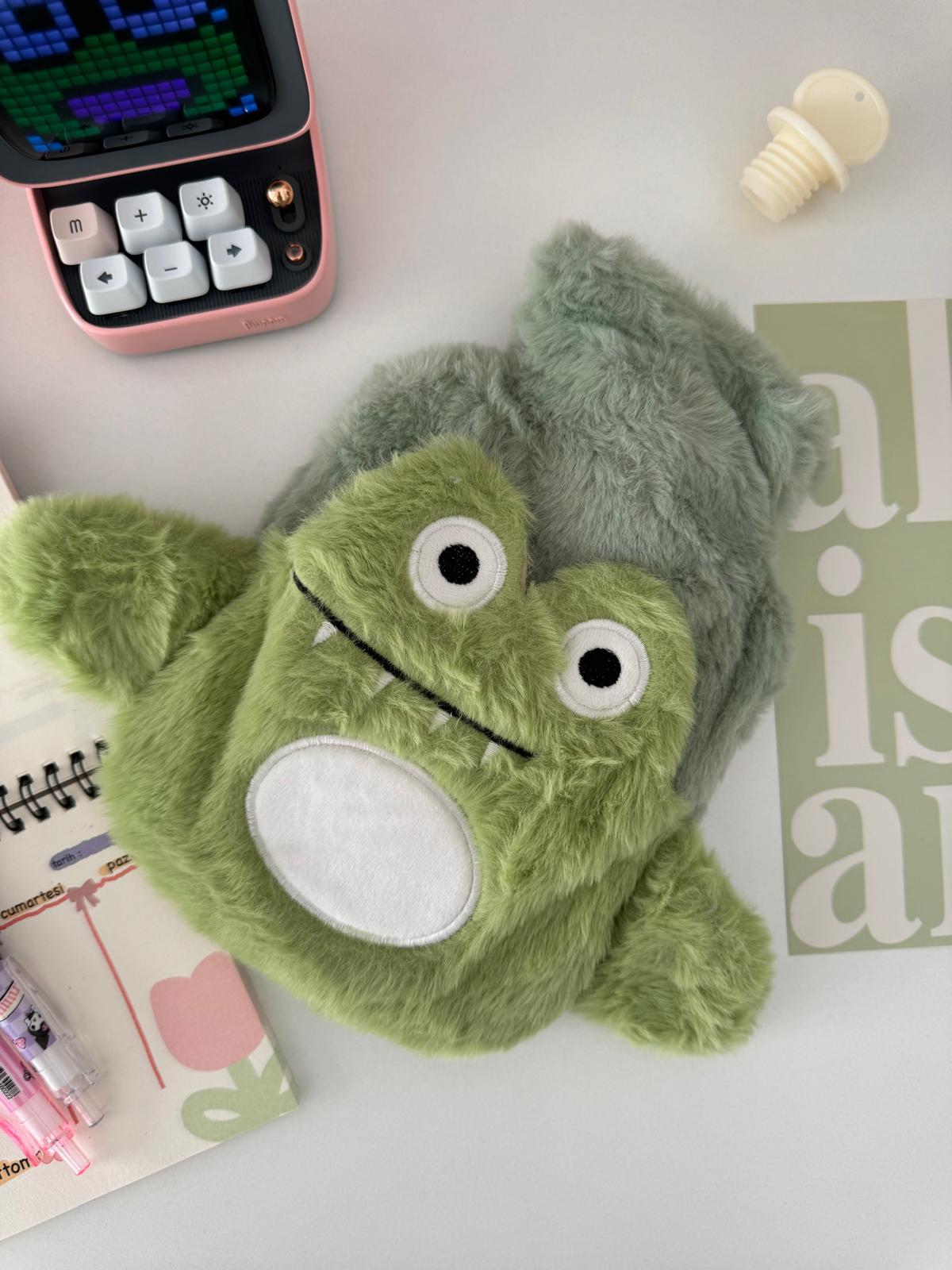 Yeşil Dinozor Cepli Peluş Sıcak Su Torbası