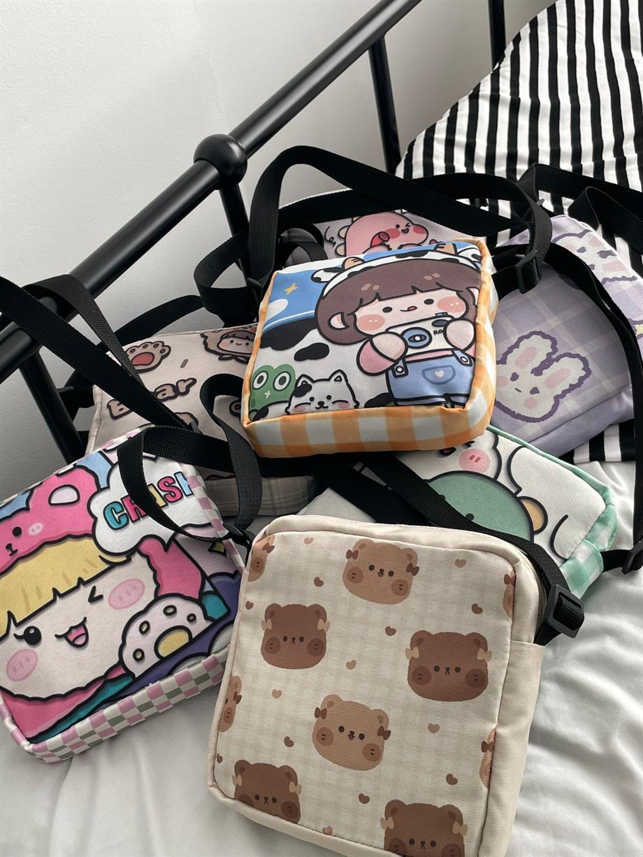 Yeşil Dinozor Fileli Crossbody Çanta