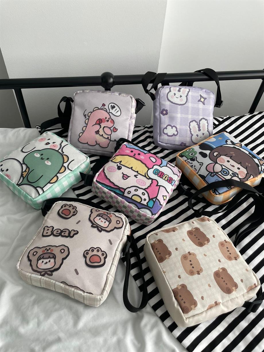 Yeşil Dinozor Fileli Crossbody Çanta