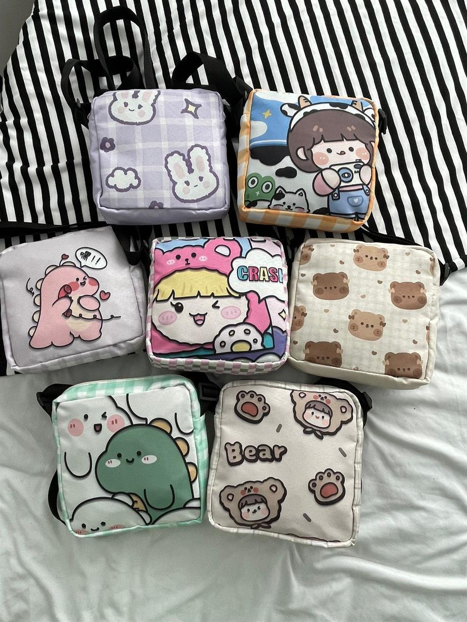 Yeşil Dinozor Fileli Crossbody Çanta