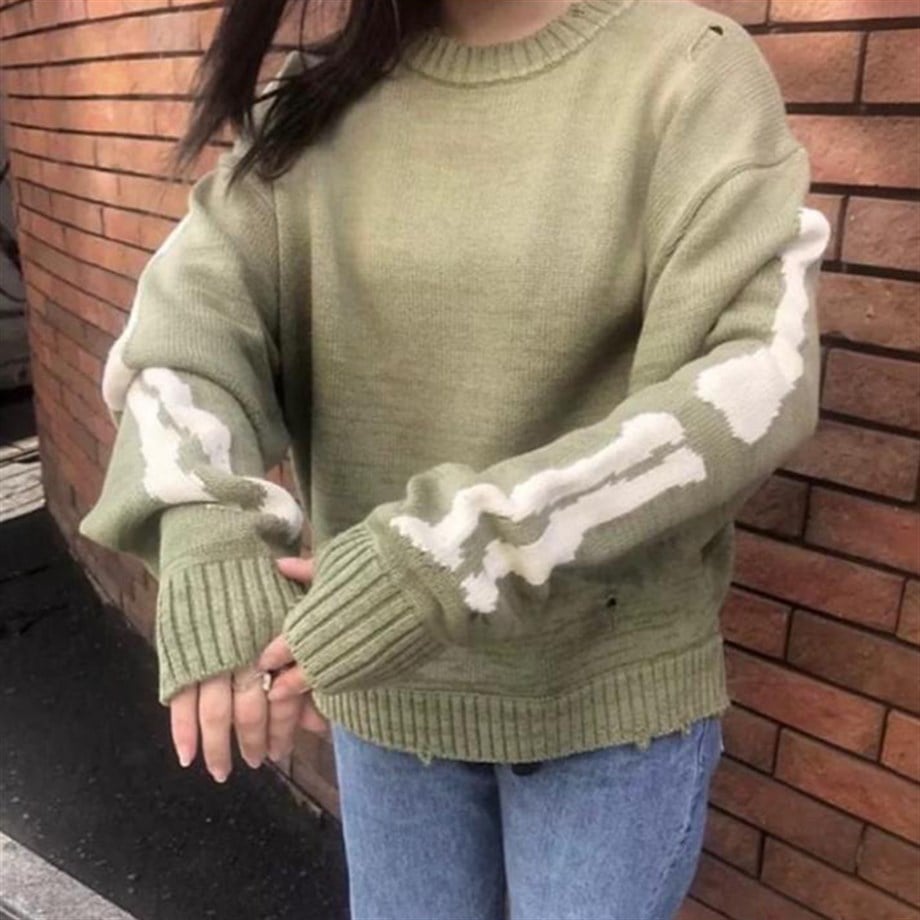 Yeşil İskelet Oversize Kazak