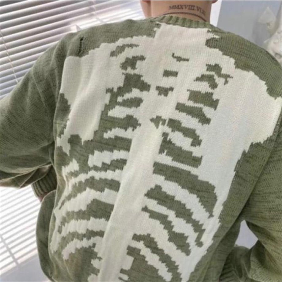 Yeşil İskelet Oversize Kazak