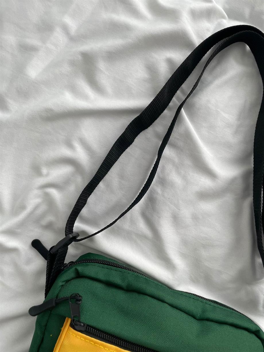 Yeşil Sarı 2 Bölmeli Crossbody Çanta