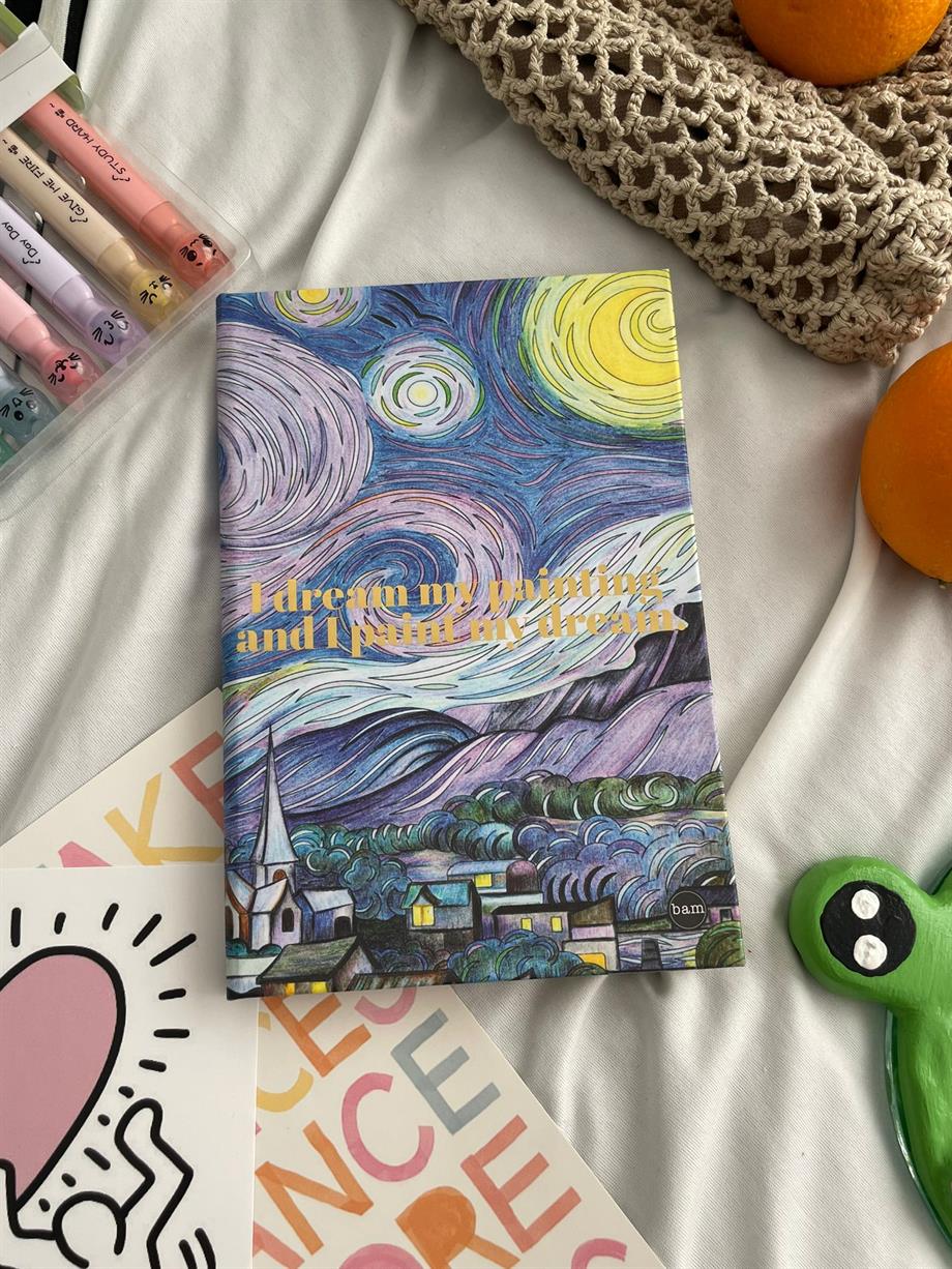 Yıldızlı Gece Lastikli Sert Kapak Defter