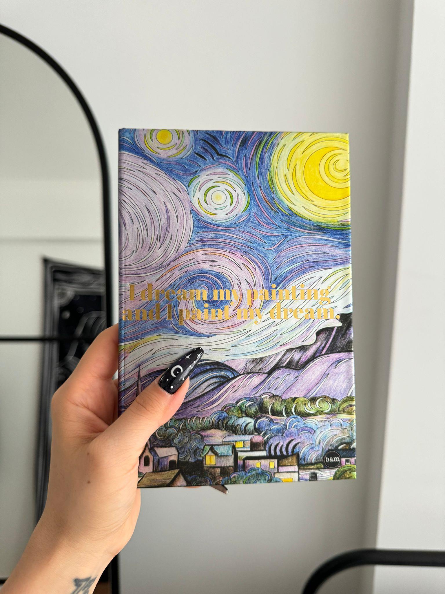 Yıldızlı Gece Motto Metalik Kapak Lastikli Defter