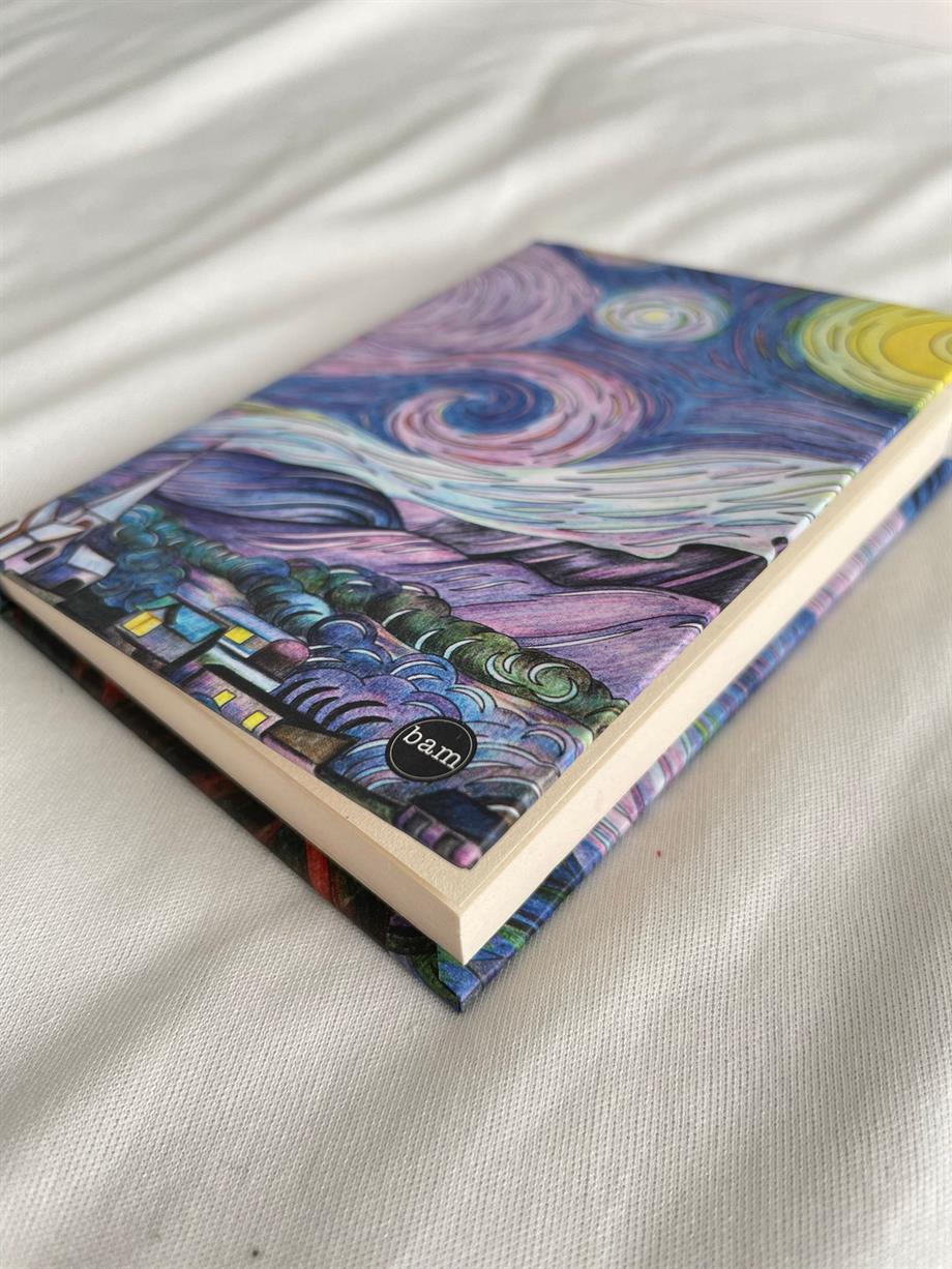 Yıldızlı Gece Sert Kapaklı Lastikli Mini Defter