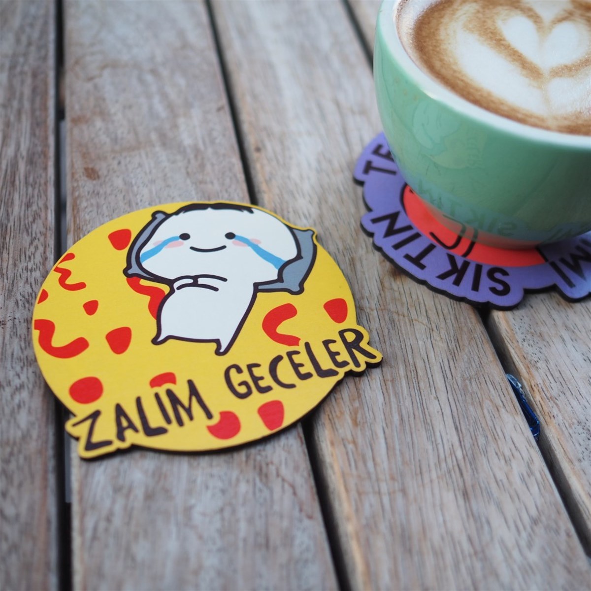 Zalım Geceler Ahşap Bardak Altlığı