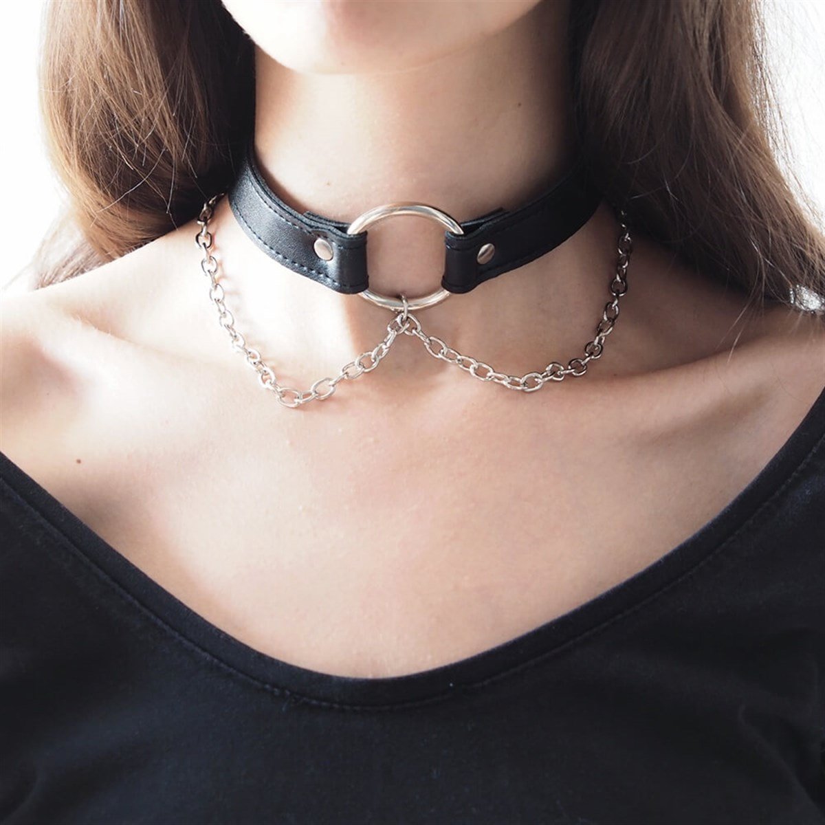 Zincirli Halka Choker Çıtçıtlı