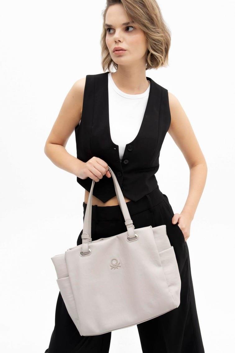 Benetton 1220 Gri Soft Çarpraz Bayan Çanta