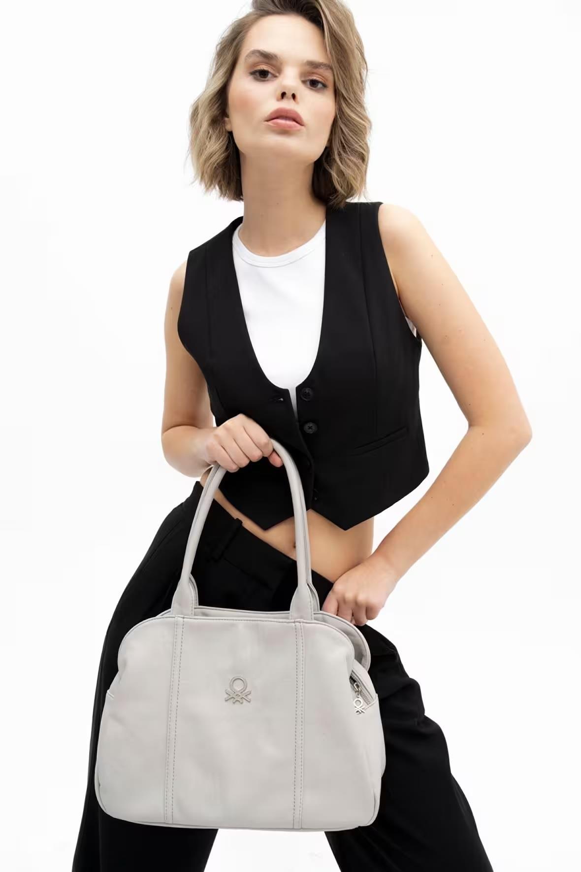Benetton 1221 Gri Soft Çarpraz Bayan Çanta