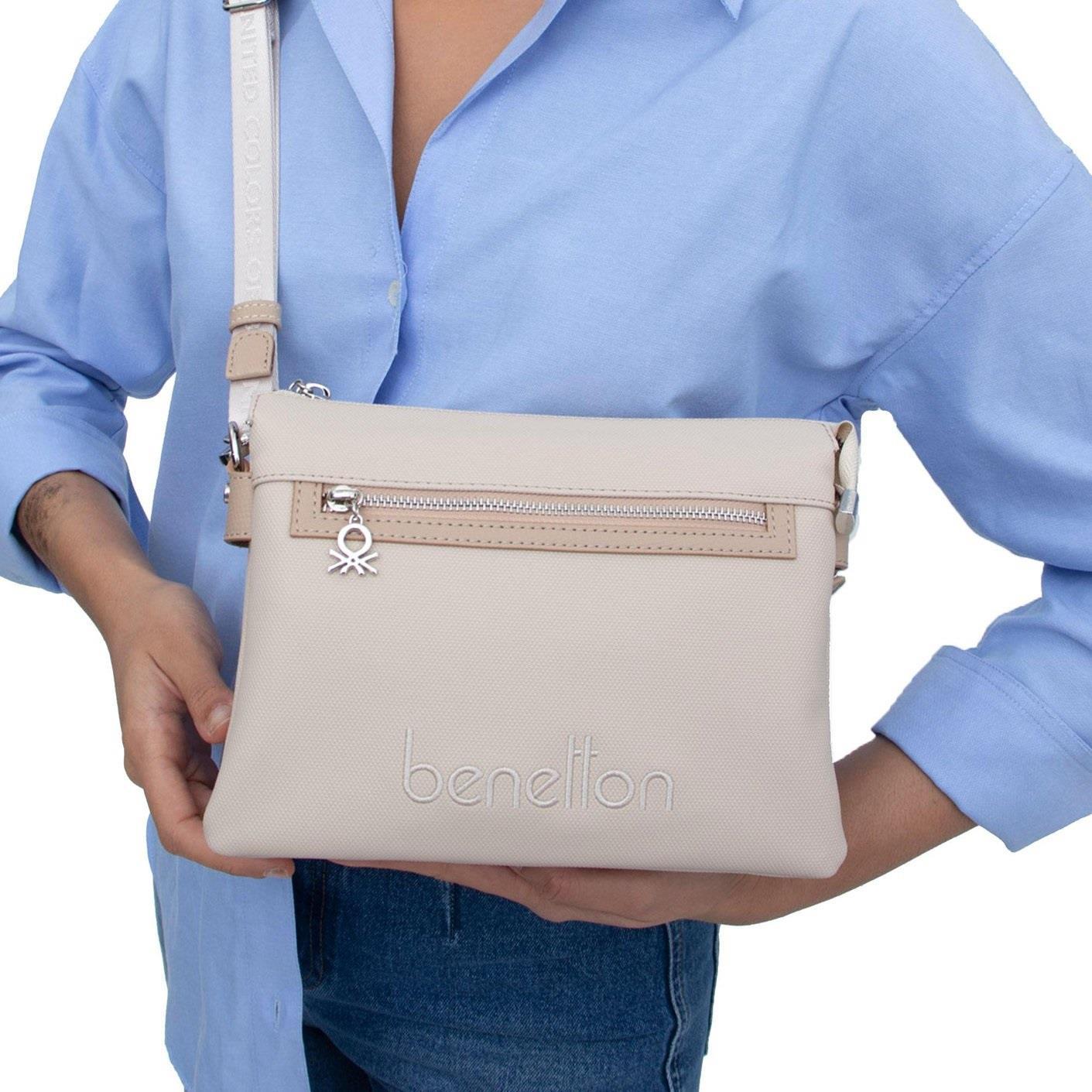 Benetton 1361 Bej Baskılı Çarpraz Bayan Çanta