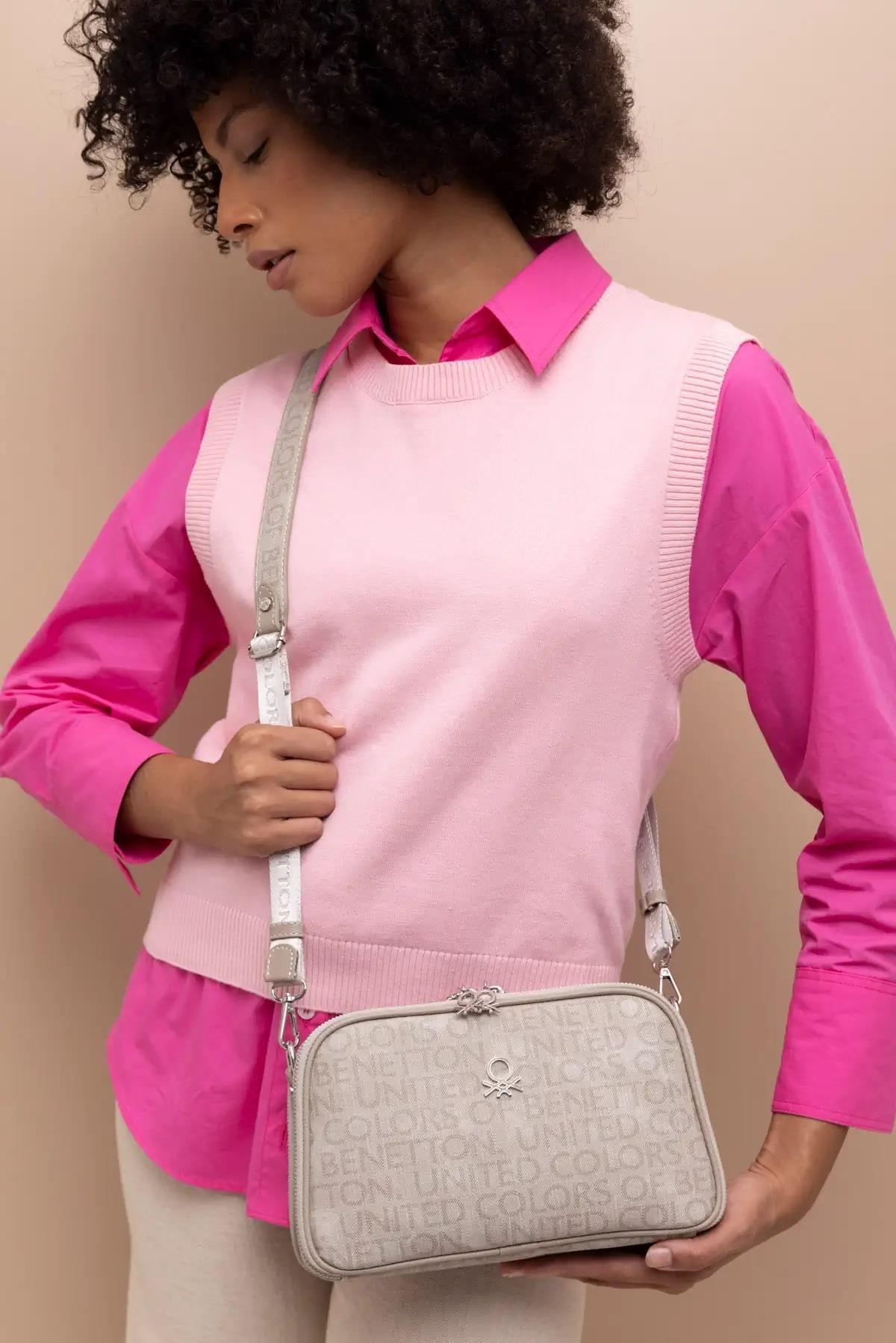 Benetton 1378 Taş Baskılı Çarpraz Bayan Çanta