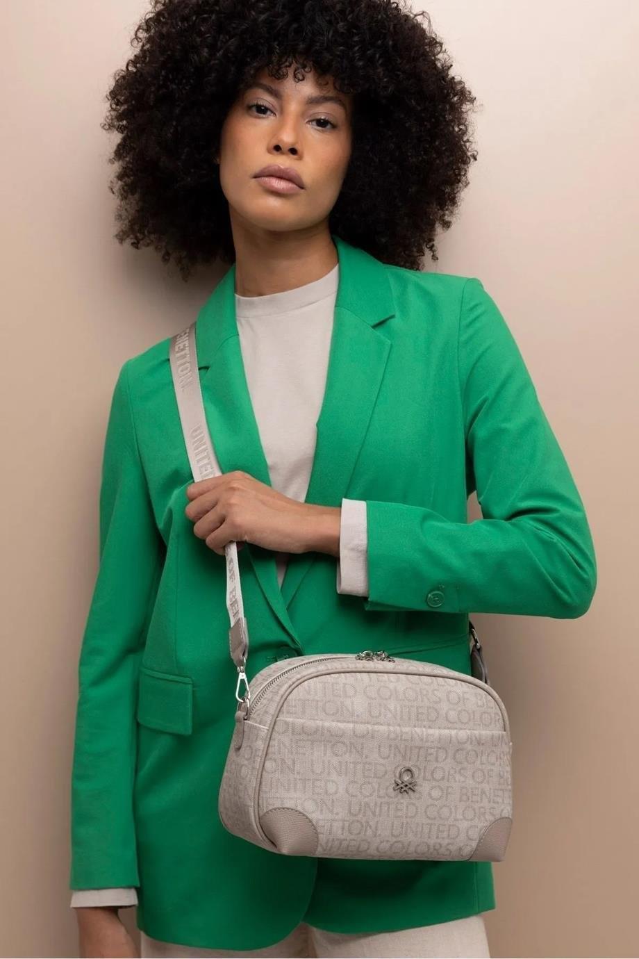 Benetton 1406 Taş Baskılı Çarpraz Bayan Çanta