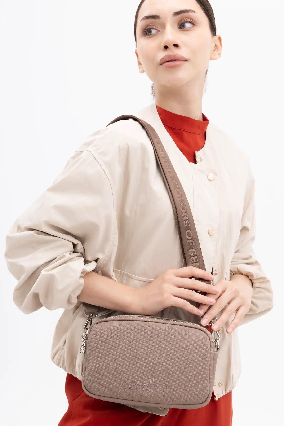 Benetton 1408 Vizon Baskılı Çarpraz Bayan Çanta