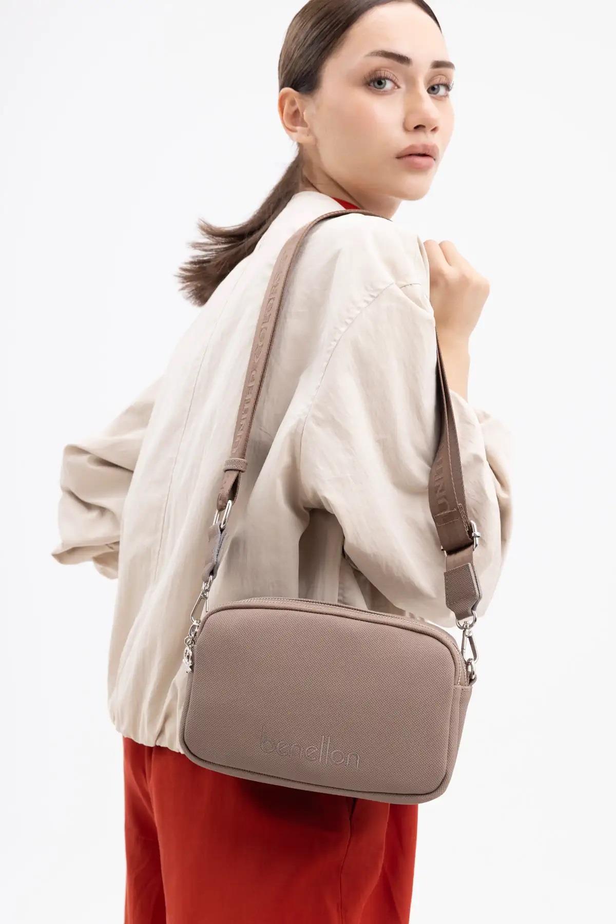 Benetton 1408 Vizon Baskılı Çarpraz Bayan Çanta