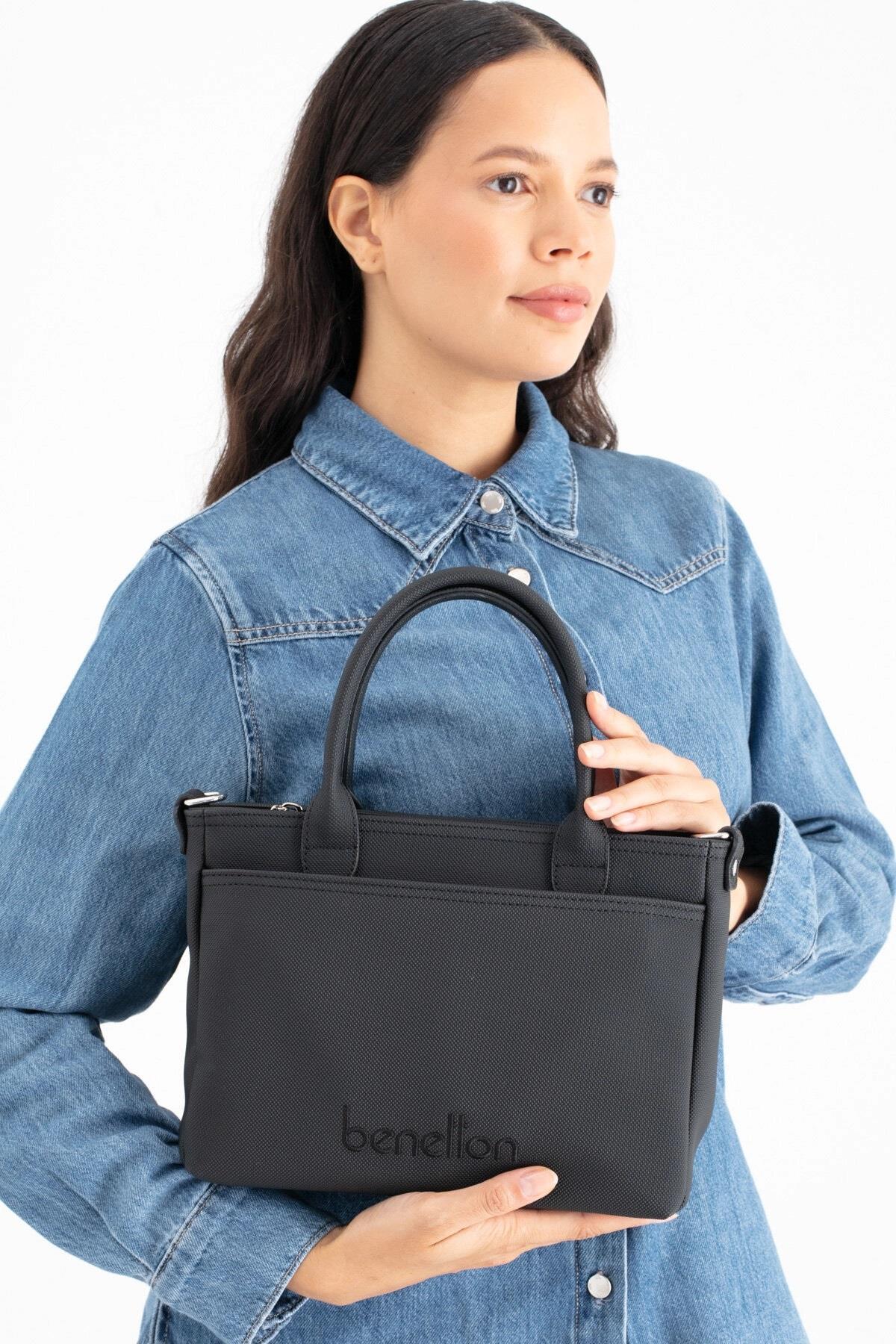 Benetton 1649 Siyah Baskılı Çarpraz Bayan Çanta