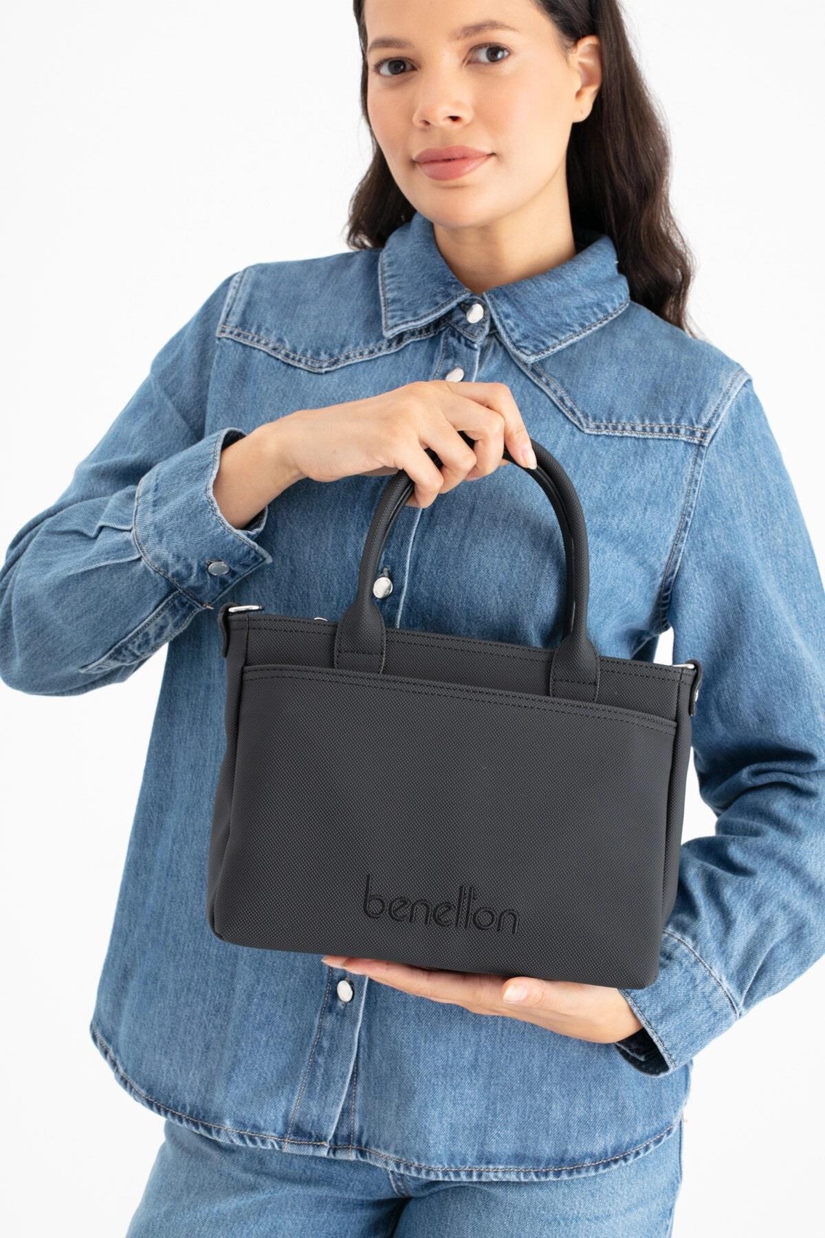 Benetton 1649 Siyah Baskılı Çarpraz Bayan Çanta