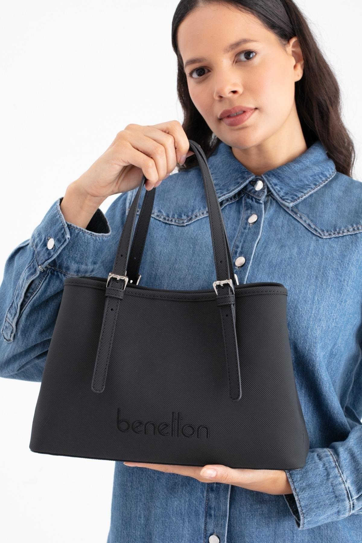 Benetton 1683 Siyah Baskılı Çarpraz Bayan Çanta