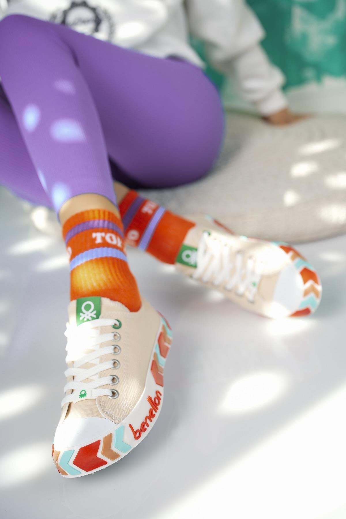Benetton 30620 Bej Kısa Kadın Sneakers