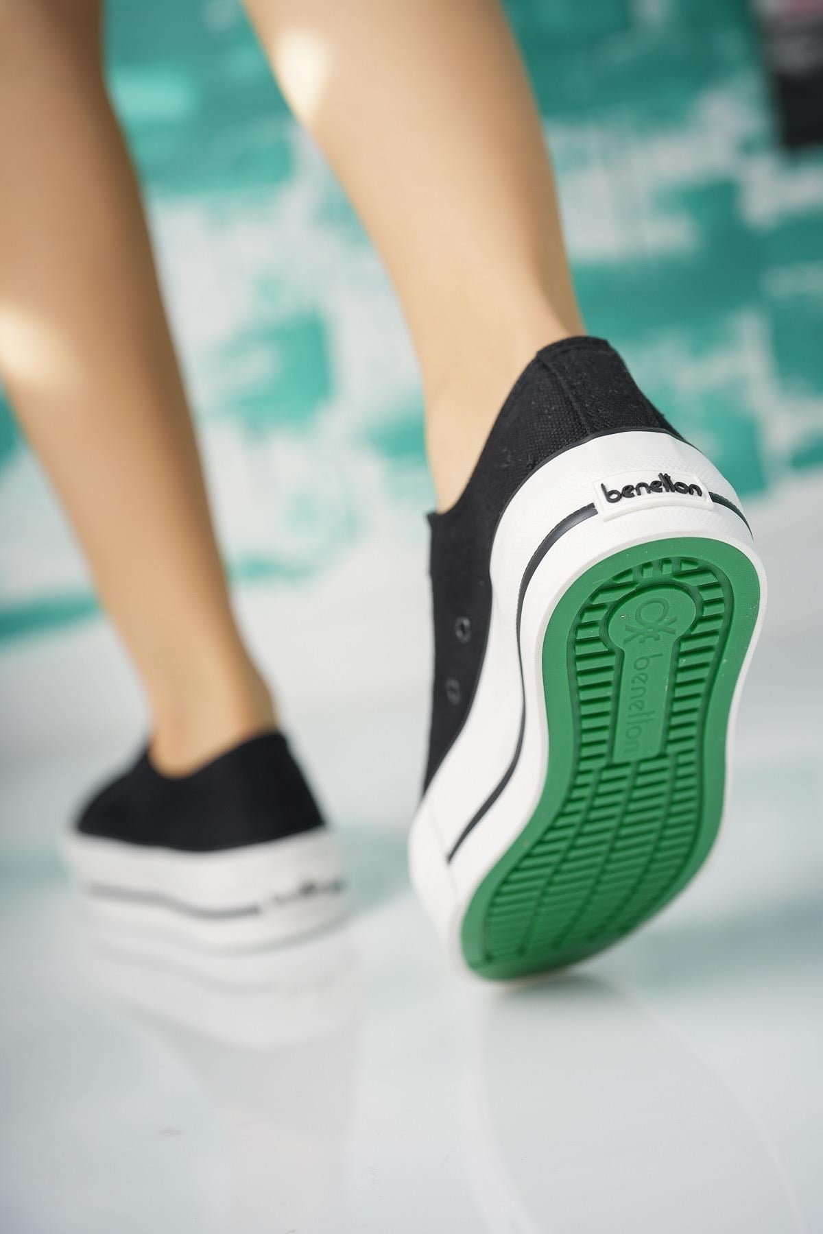 Benetton 30935 Siyah Kalın Taban Kısa Kadın Sneakers