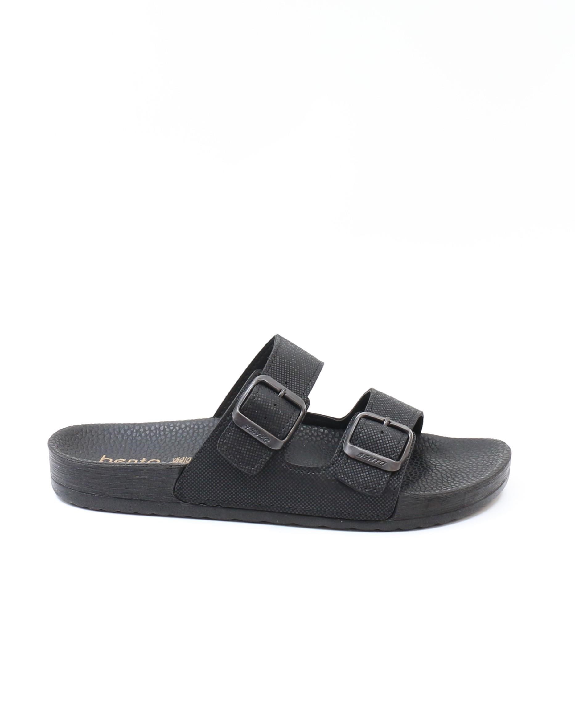 Bento 43001 Siyah Çift Tokalı Anatomik Unisex Terlik