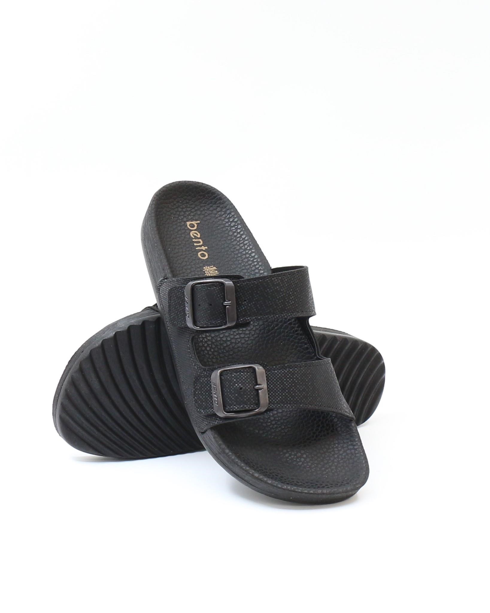 Bento 43001 Siyah Çift Tokalı Anatomik Unisex Terlik