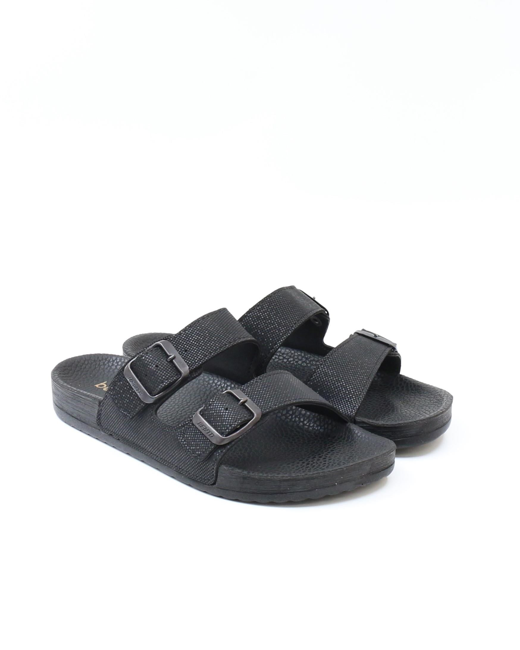 Bento 43001 Siyah Çift Tokalı Anatomik Unisex Terlik