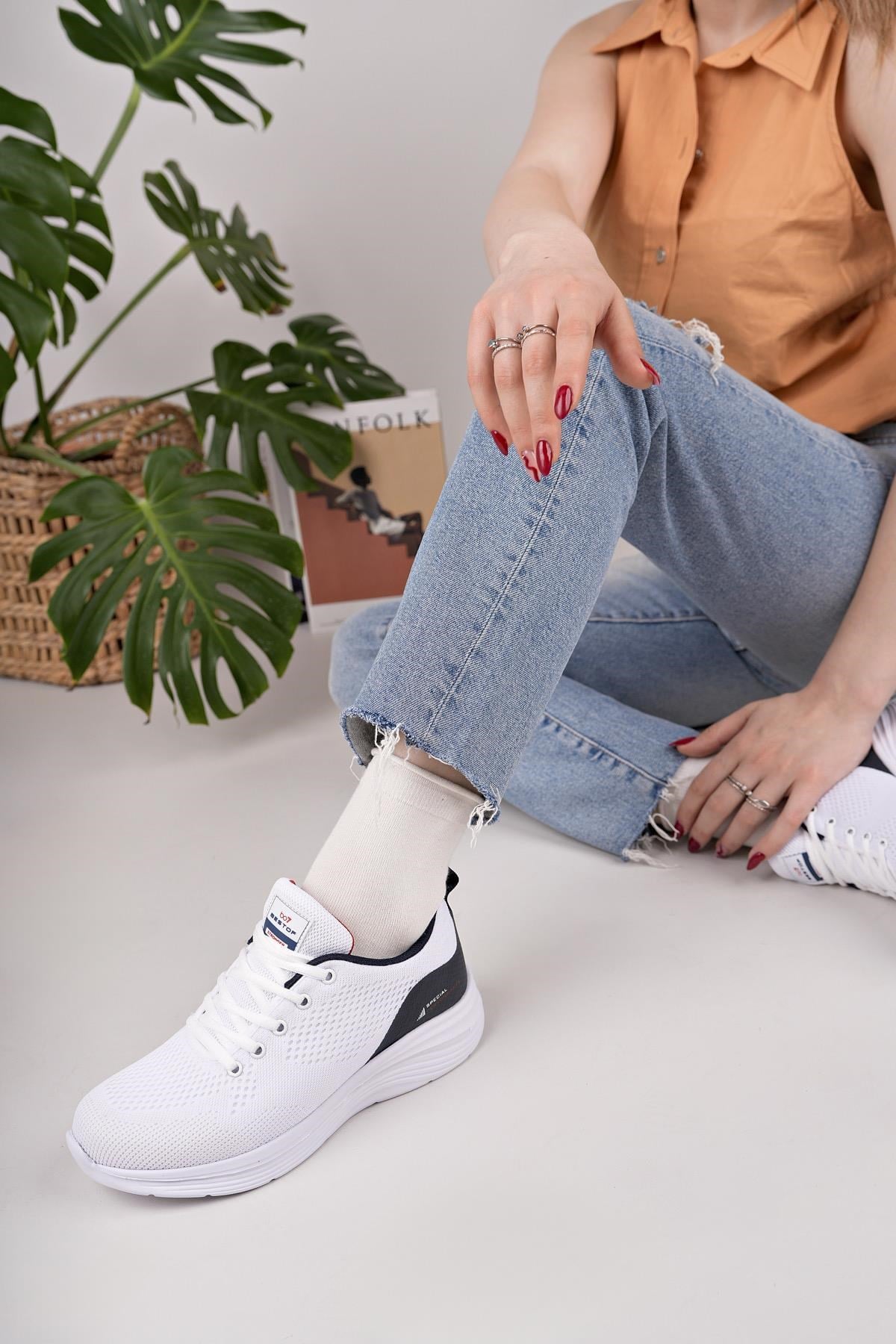 Bestof 648 Beyaz Laci 36-40 Unisex Günlük Spor Ayakkabı