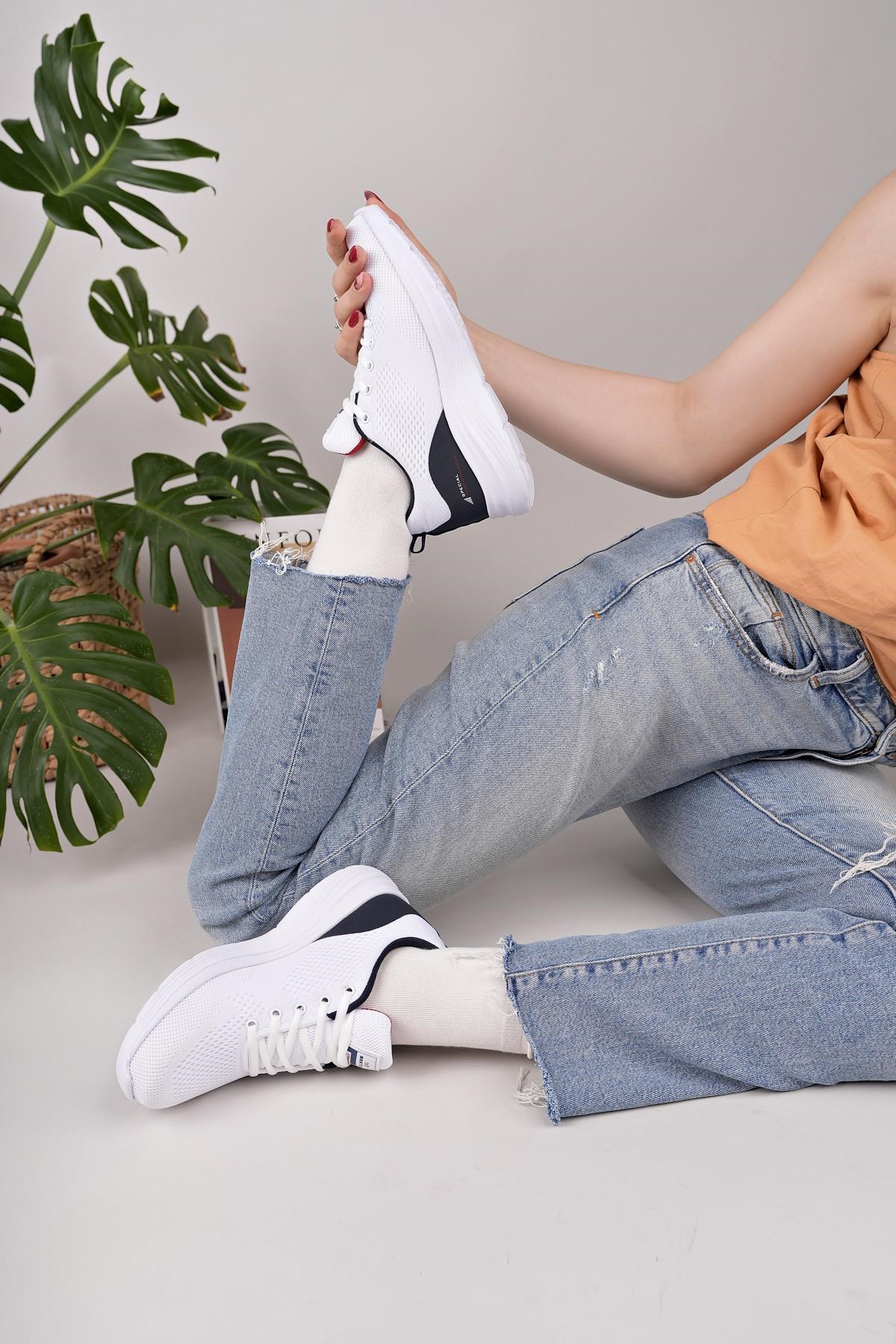 Bestof 648 Beyaz Laci 36-40 Unisex Günlük Spor Ayakkabı