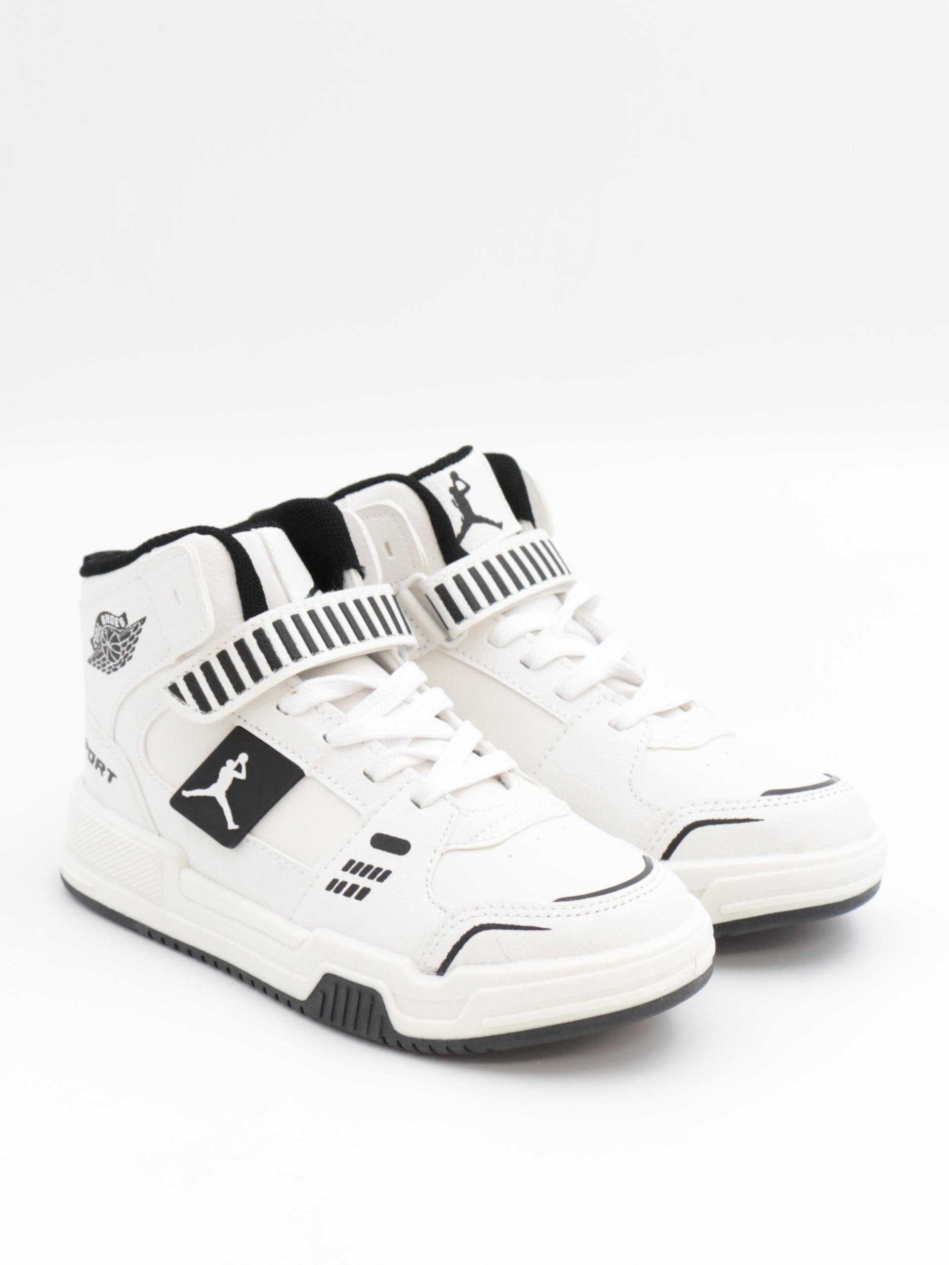 Cool King 31-36 Beyaz Boğazlı Cırtlı Çocuk Spor Ayakkabı