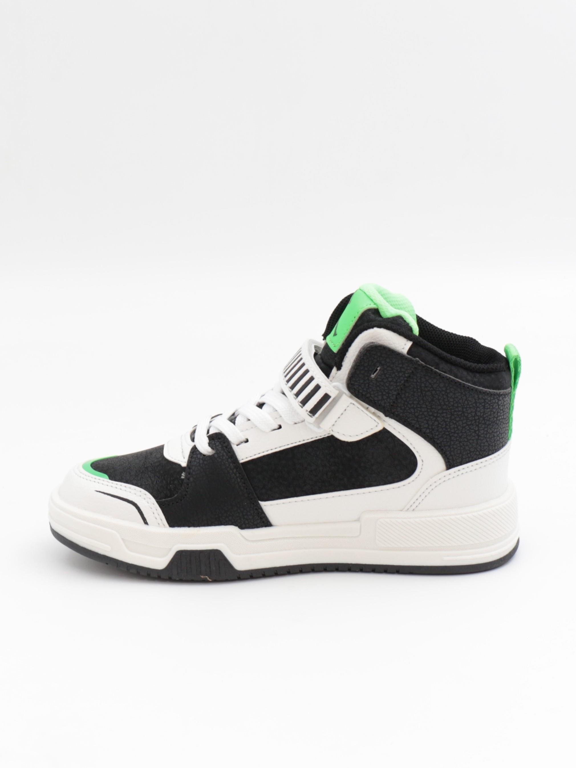 Cool King 31-36 Siyah Yeşil Boğazlı Cırtlı Çocuk Spor Ayakkabı