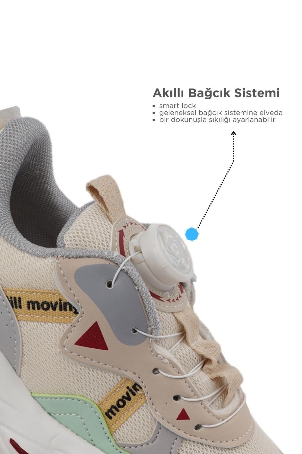 Cool Rex 31-36 Bej Akıllı Bağcıklı Çocuk Spor Ayakkabı