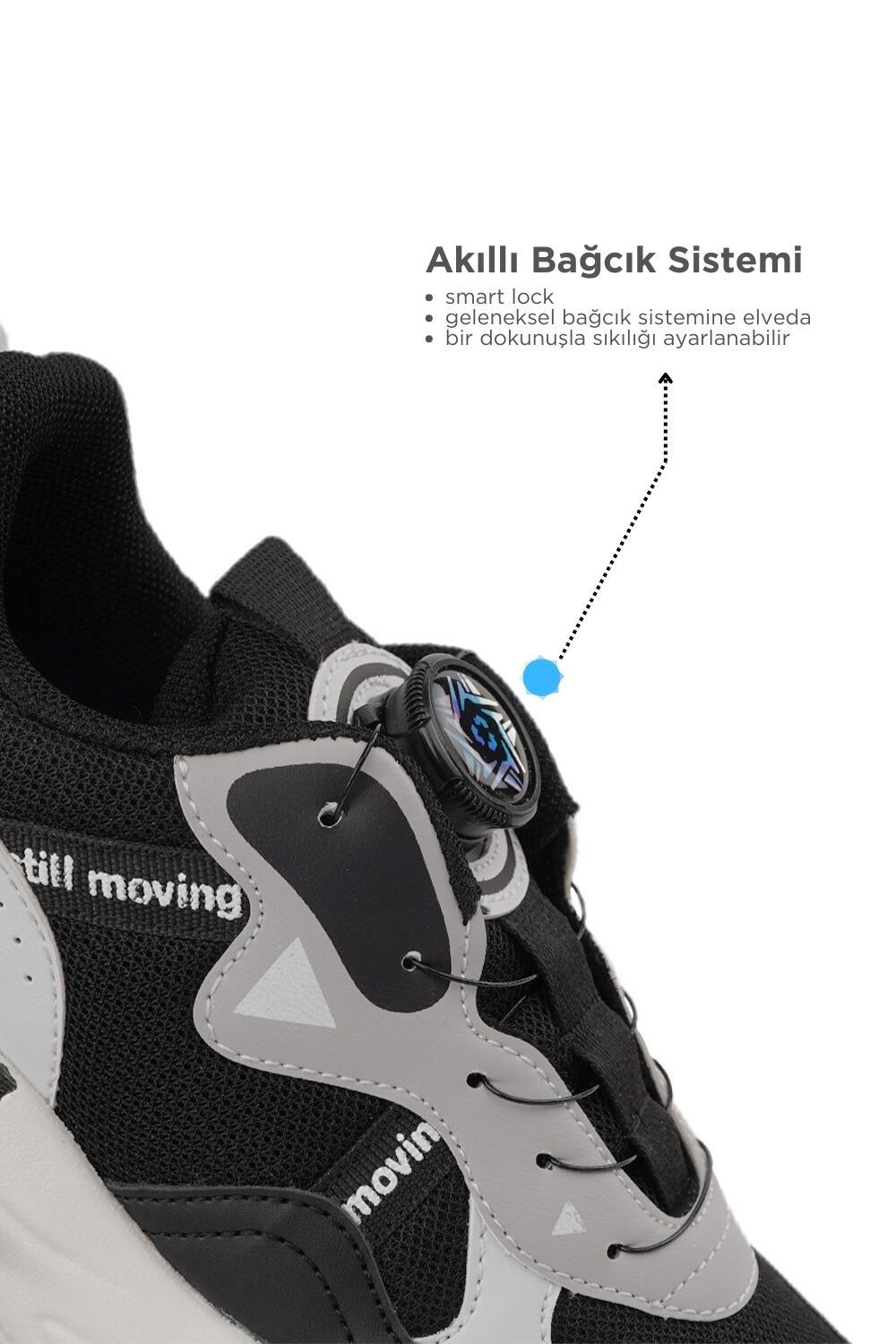 Cool Rex 31-36 Siyah Akıllı Bağcıklı Çocuk Spor Ayakkabı