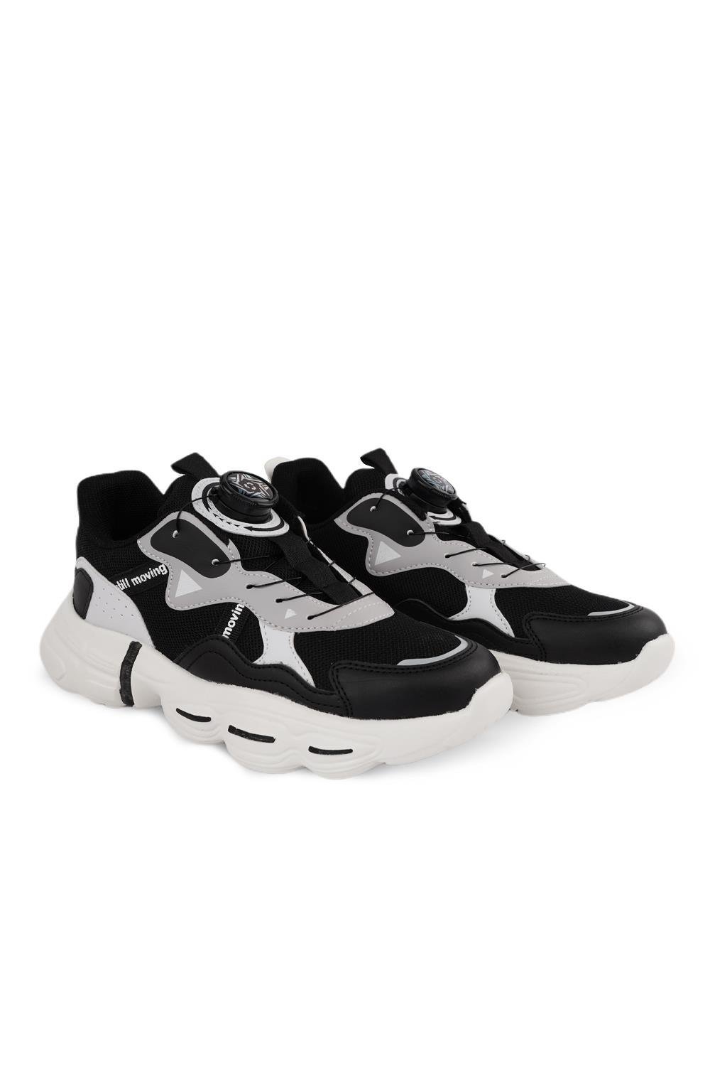 Cool Rex 31-36 Siyah Akıllı Bağcıklı Çocuk Spor Ayakkabı