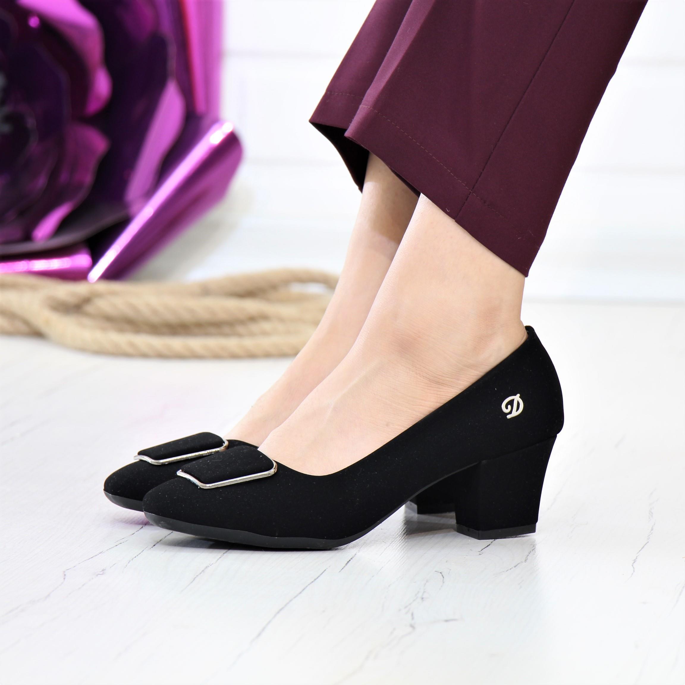 Desca 220 Siyah Süet Topuklu Günlük Kadın Ayakkabı