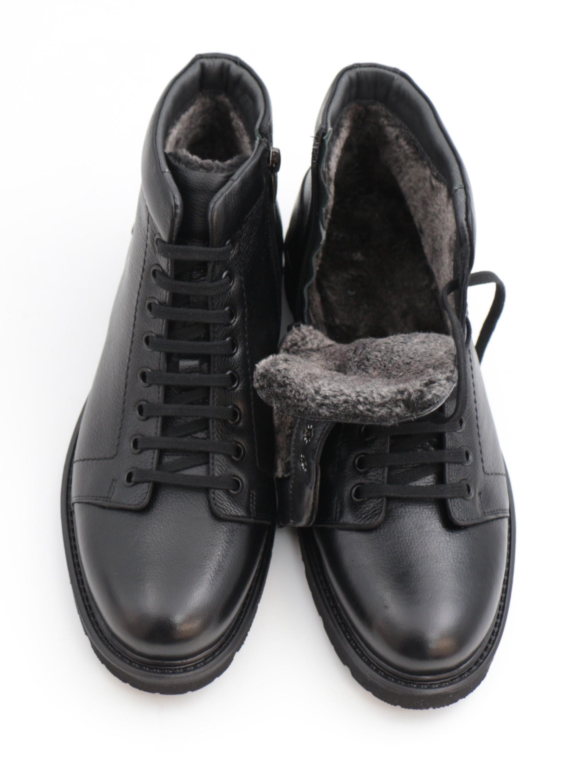 Fermend 141 Siyah Hakiki Deri Kürklü Erkek Bot