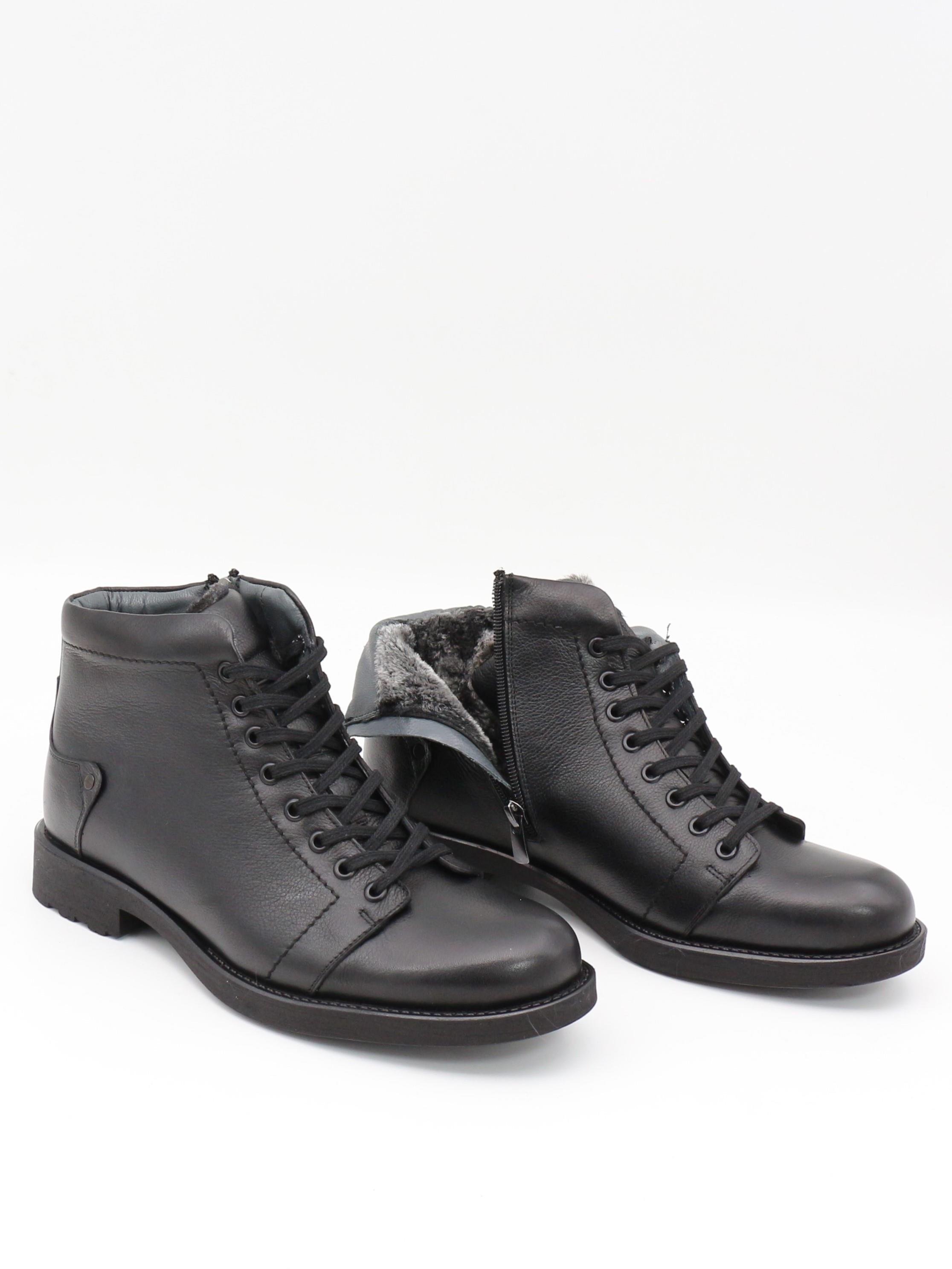 Fermend 141 Siyah Hakiki Deri Kürklü Erkek Bot
