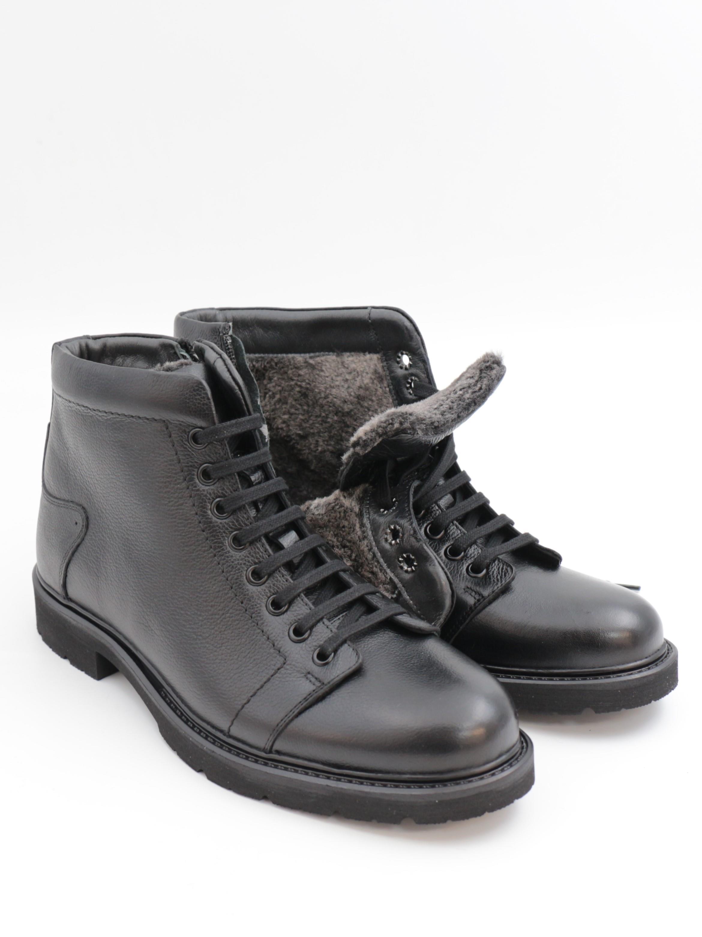 Fermend 141 Siyah Hakiki Deri Kürklü Erkek Bot