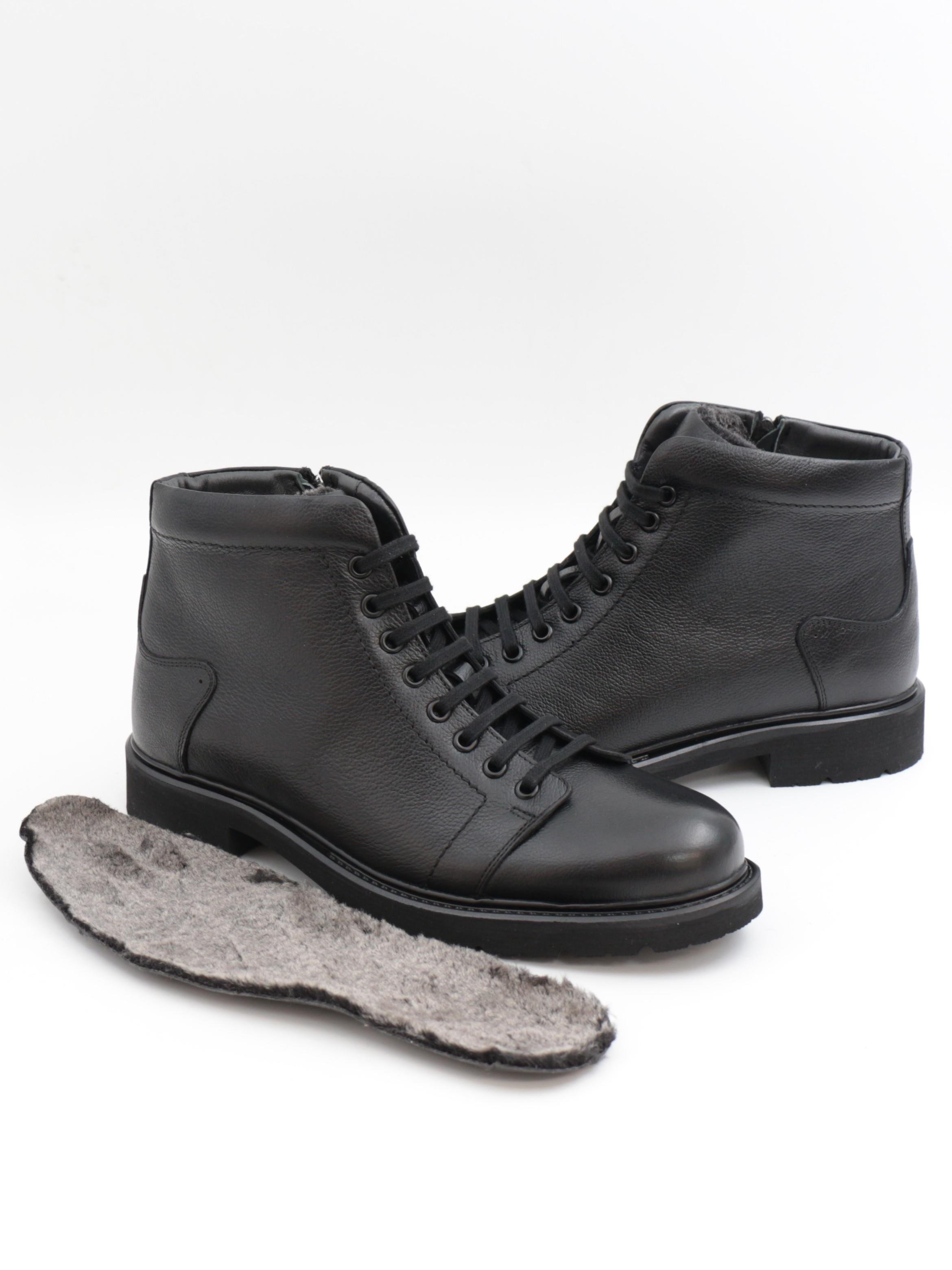 Fermend 141 Siyah Hakiki Deri Kürklü Erkek Bot